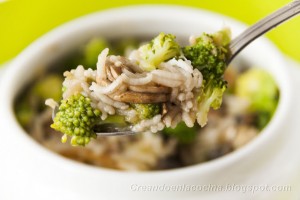Arroz con Brócoli y Crema de Setas por Tuxa