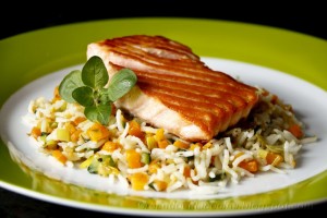 Salmón y Arroz con Verduras por Tuxa