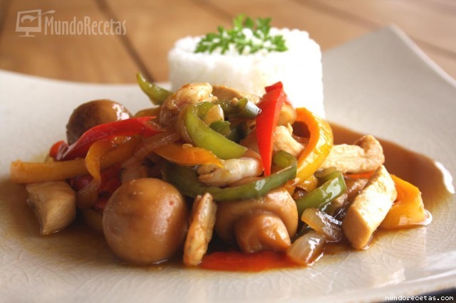 Wok de Pollo, Gambas y Verduras por Juanpe
