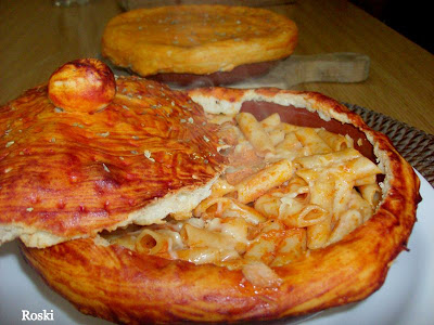 Macarrones con Atún al Horno con Masa de Pizzetas por Roski