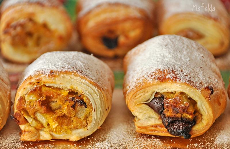 Ministrudel de Peras,Fresas y Chocolate por Mafalda