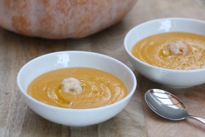 03-Crema de calabaza, jengibre y gambas