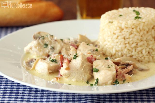 Pollo a la cabonara en thermomix