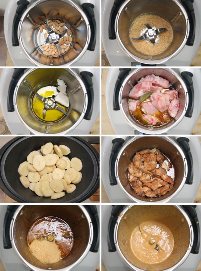 preparacion conejo con salsa de almendras thermomix