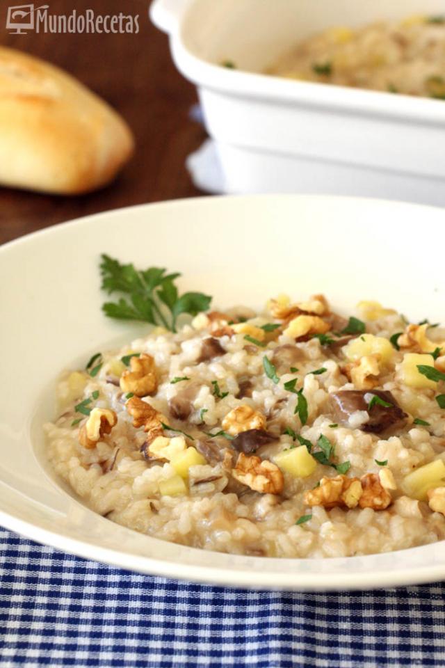 risotto de setas y manzana en Thermomix