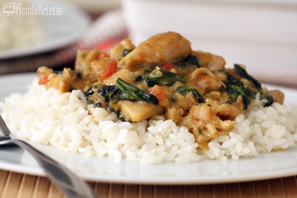pollo al curry con espinacas thermomix 