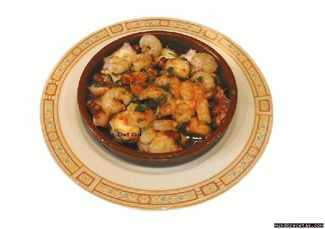 Receta de Pulpo con gambas Receta de Pulpo con gambas