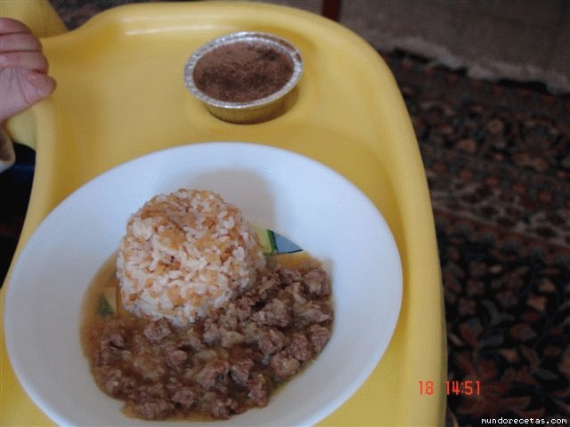 Receta de CARNE EN SALSA DE CEBOLLA Y ARROZ TOSTADO Receta de CARNE EN SALSA DE CEBOLLA Y ARROZ TOSTADO
