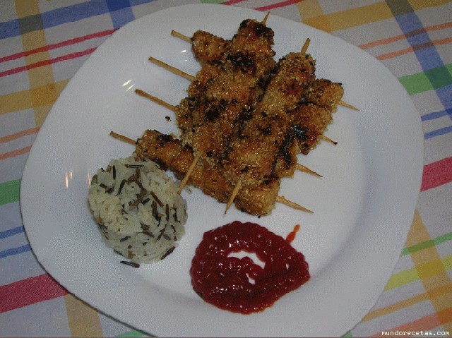 Receta de Pinchitos de pechuga de sesamo Receta de Pinchitos de pechuga de sesamo