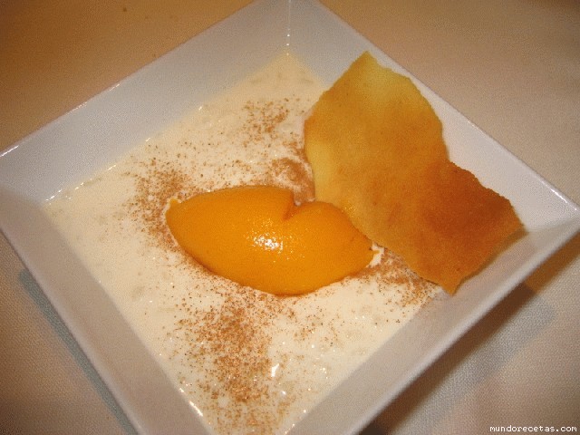 Receta de Arroz con leche y helado de mango (Thermomix)