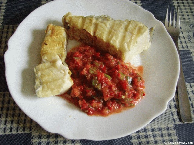 Receta de BACALAO A LA PLANCHA CON GUARNICIN