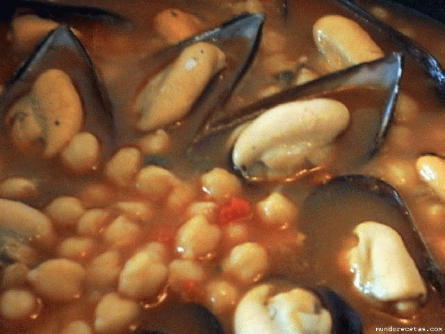 Receta de garbanzos con mejillones