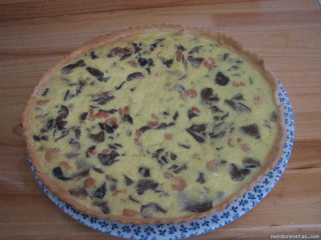 Receta de quiche de setas de cardo y gambas