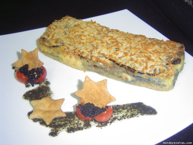 Receta de PASTEL DE BERENJENAS QUESO AZUL Y JAMON, de Maria Receta de PASTEL DE BERENJENAS QUESO AZUL Y JAMON, de Maria