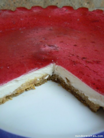 Receta de tarta de queso con gelatina de cereza
