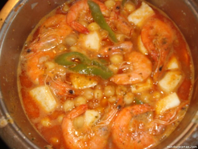 Receta de GARBANZOS MARISCADOS Receta de GARBANZOS MARISCADOS