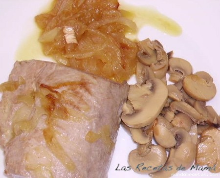 Receta de Solomillo de atún encebollado Receta de Solomillo de atún encebollado