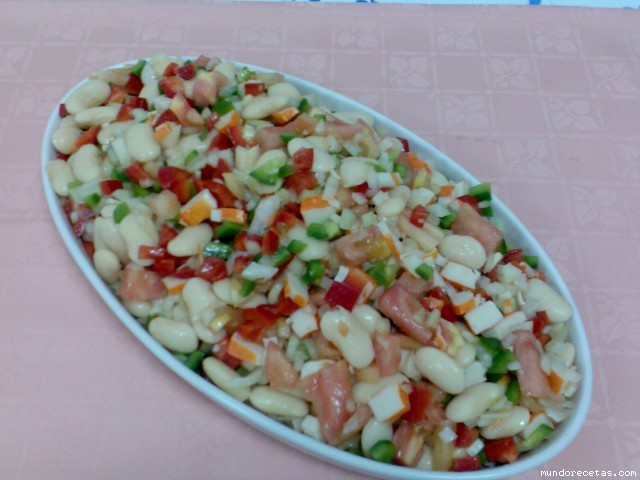 Receta de salpicòn de fabadas con palitos de mar Receta de salpicòn de fabadas con palitos de mar