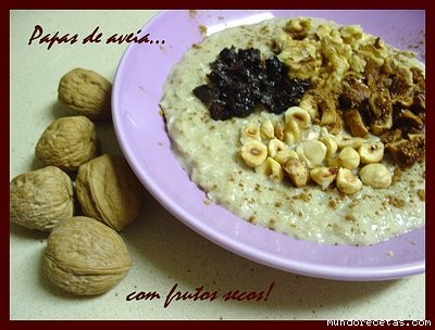 Receta de Papas de avena con frutos secos Receta de Papas de avena con frutos secos