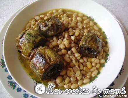 Receta de Potajito de alubias con alcachofas Receta de Potajito de alubias con alcachofas