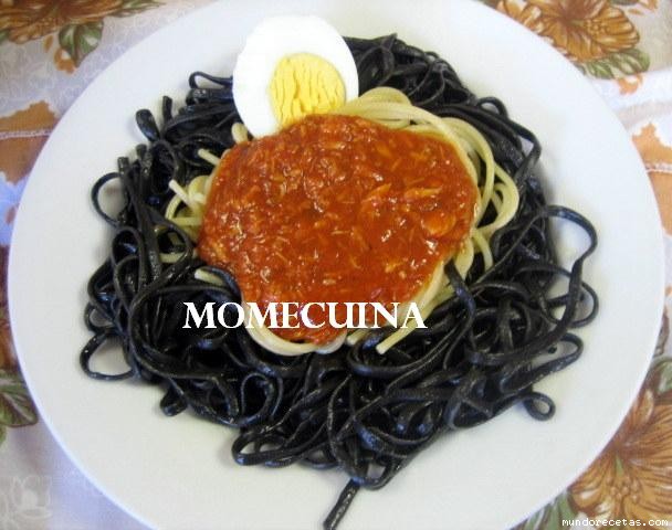 Receta de pasta blanco y negro con atún Receta de pasta blanco y negro con atún