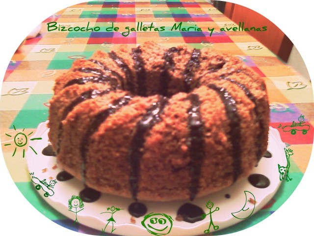 Receta de Bizcocho de avellanas y galletas mara