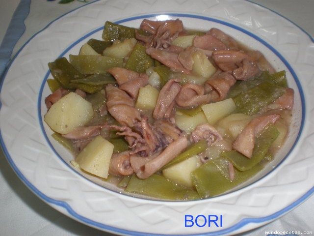 Receta de JUDIAS VERDES CON PATATAS Y CHIPIRONES