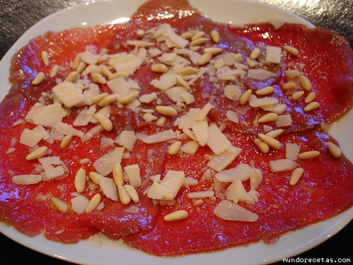 Receta de carpaccio de ternera con parmesano Receta de carpaccio de ternera con parmesano