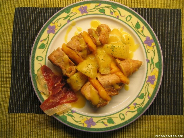 Receta de Solomillo de Cerdo con melocotes en almíbar - FUSSION COOK Receta de Solomillo de Cerdo con melocotes en almíbar - FUSSION COOK