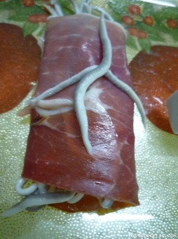 Receta de Paquetitos de jamón con gulas tina777 Receta de Paquetitos de jamón con gulas tina777
