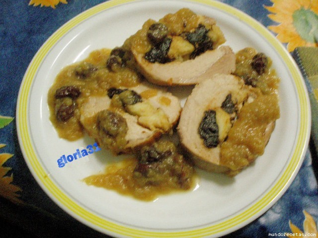 Receta de Lomo relleno de manzanas y ciruelas (Cocimix)