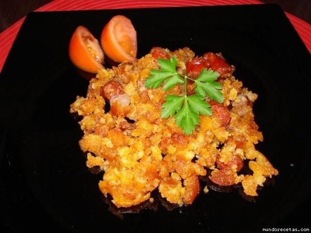Receta de migas de pan y papas