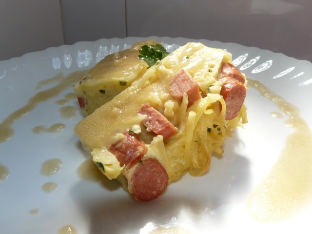 Receta de Pastel de fideos al horno con salsa de coñac Receta de Pastel de fideos al horno con salsa de coñac