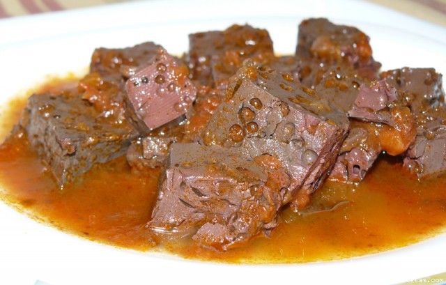 Receta de sangre en salsa Receta de sangre en salsa