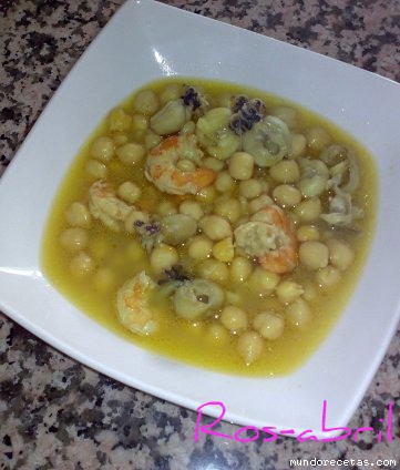 Receta de Garbanzos con Sepia y Gambas Receta de Garbanzos con Sepia y Gambas