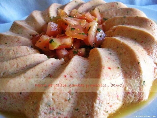 Receta de Pastel de palitos, gambas y quesitos.. Receta de Pastel de palitos, gambas y quesitos..
