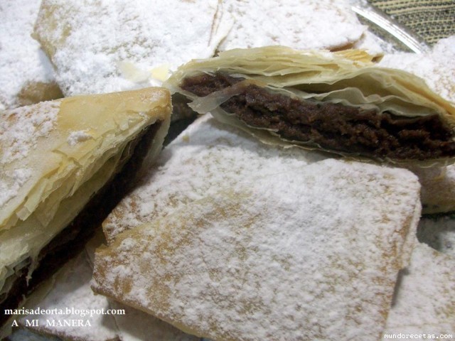 Receta de Pañuelos de chocolate. Receta de Pañuelos de chocolate.