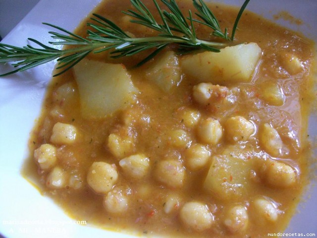 Receta de Guiso de verduras con garbanzos.