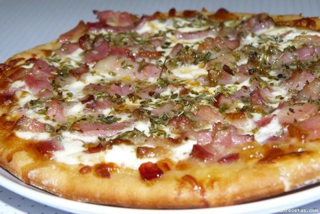 Receta de Pizza rapida carbonara Receta de Pizza rapida carbonara