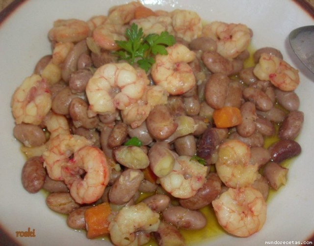 Receta de Habas pardas con gambas