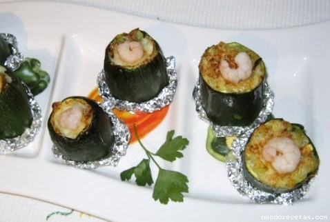 Receta de Calabacines rellenos de setas y gambas Receta de Calabacines rellenos de setas y gambas
