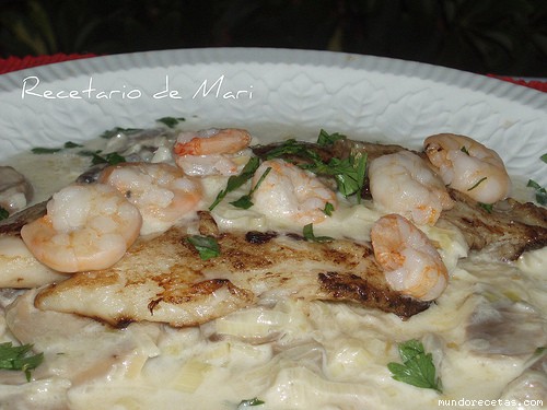 Receta de FILETE DE PANGA CON CHAMPIÑONES Receta de FILETE DE PANGA CON CHAMPIÑONES