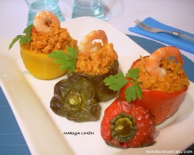 Receta de Pimientos rellenos de arroz y langostinos Receta de Pimientos rellenos de arroz y langostinos