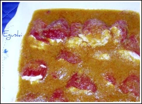 Receta de Pimientos rellenos de blandada de bacalao y txaca(Thermomix) Receta de Pimientos rellenos de blandada de bacalao y txaca(Thermomix)