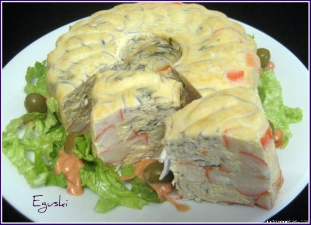 Receta de Pudding de surimi y gulas (FussionCook) Receta de Pudding de surimi y gulas (FussionCook)