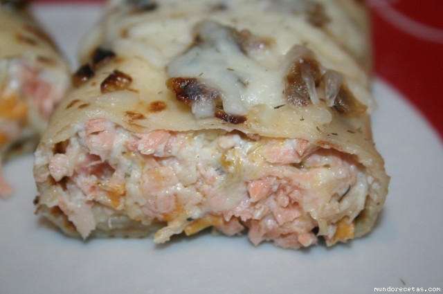 Receta de Creps de salmon con champiñones Receta de Creps de salmon con champiñones