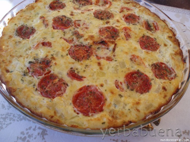 Receta de Pastel de bacalao, patata y tomates cherry Receta de Pastel de bacalao, patata y tomates cherry