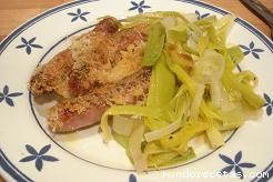 Receta de Longanizas con puerros gratinados (Italia) Receta de Longanizas con puerros gratinados (Italia)