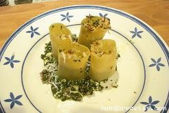 Receta de Schiaffoni rellenos de ricotta, espinacas y longanizas Receta de Schiaffoni rellenos de ricotta, espinacas y longanizas