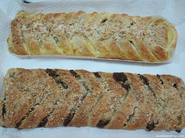 Receta de Trenza de hojaldre rellena de crema y pasas Receta de Trenza de hojaldre rellena de crema y pasas